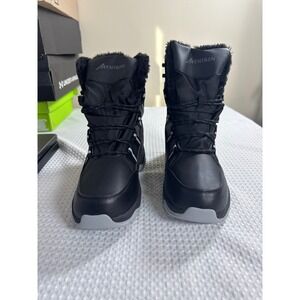 Menyban Snow Boots Mens 40.5 Black Faux Fur Lined Reflective NWOB
